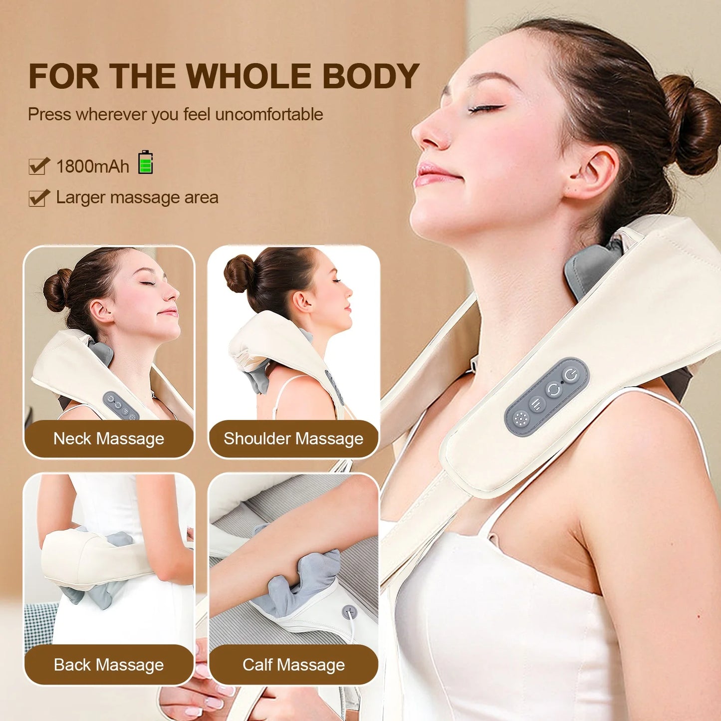 Neck, Back And Shoulder Shiatsu Kneading Massager