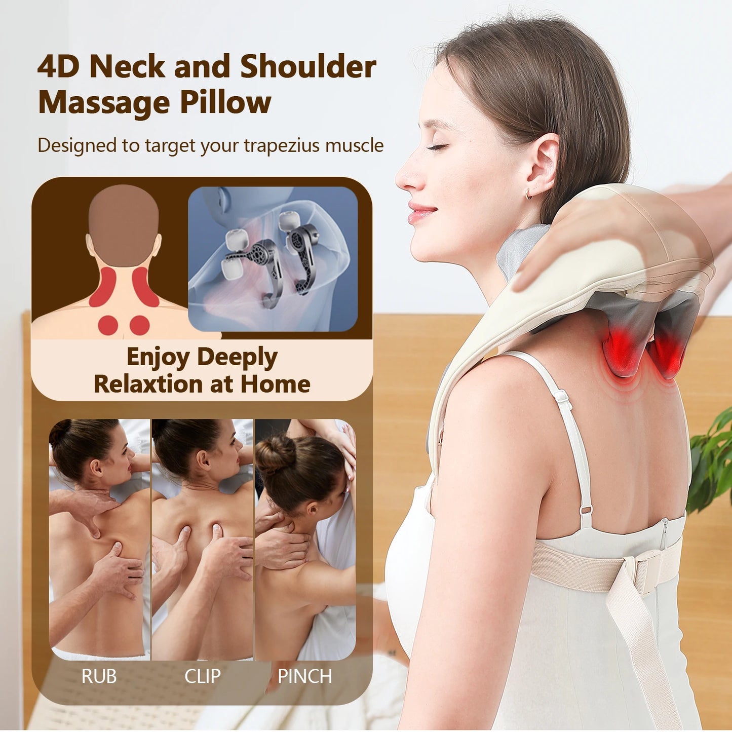 Neck, Back And Shoulder Shiatsu Kneading Massager