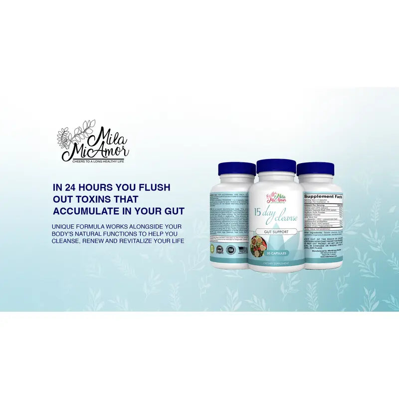 15 Day Cleanse - Gut and Colon Support | Advanced Formula with Fiber | Non-Gmo | Made in USA | 30 Capsules